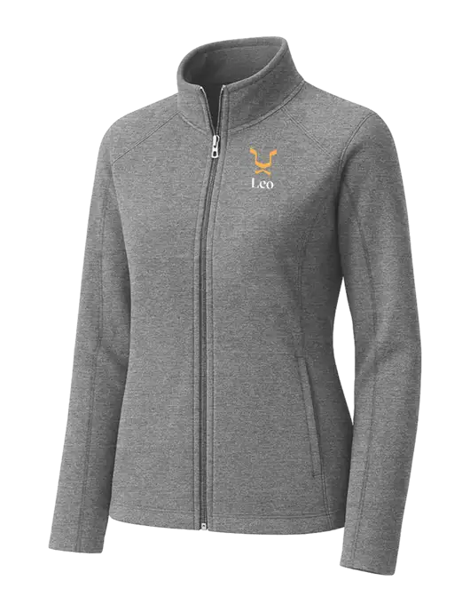 Medium Grey Womens Heather Microfleece Full-Zip Jacket w/Leo Logo