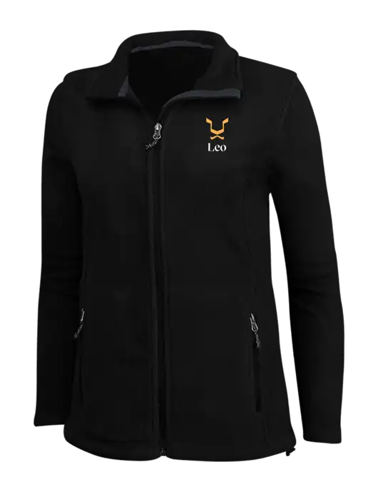 Womens Black Fleece Jacket w/Leo Logo