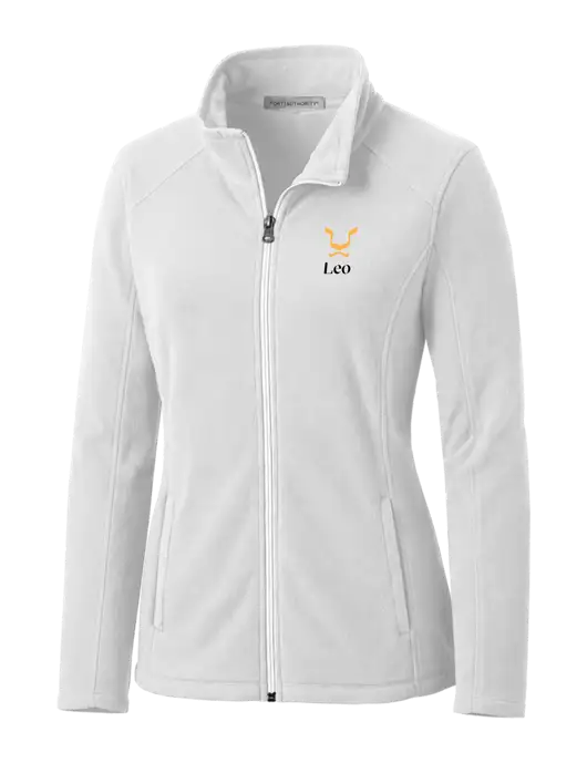 White Womens Microfleece Jacket w/Leo Logo