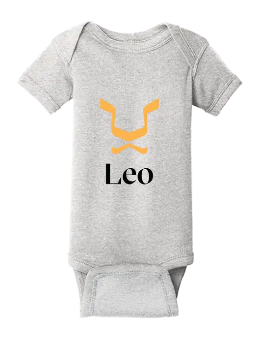 Rabbit Skins Light Grey Heather Infant Short Sleeve Baby Rib Bodysuit w/Leo Logo