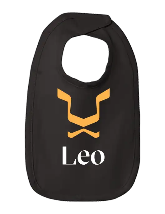 Rabbit Skins Black Infant Premium Jersey Bib w/Leo Logo