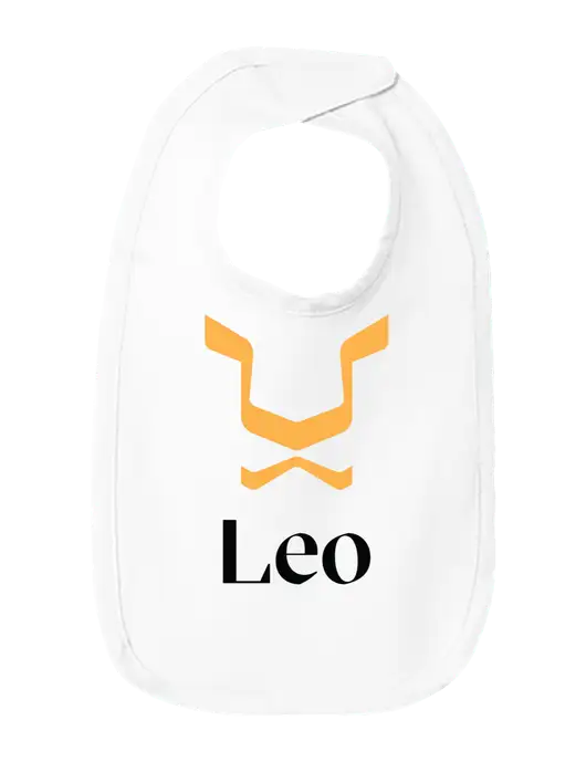 Rabbit Skins White Infant Premium Jersey Bib w/Leo Logo