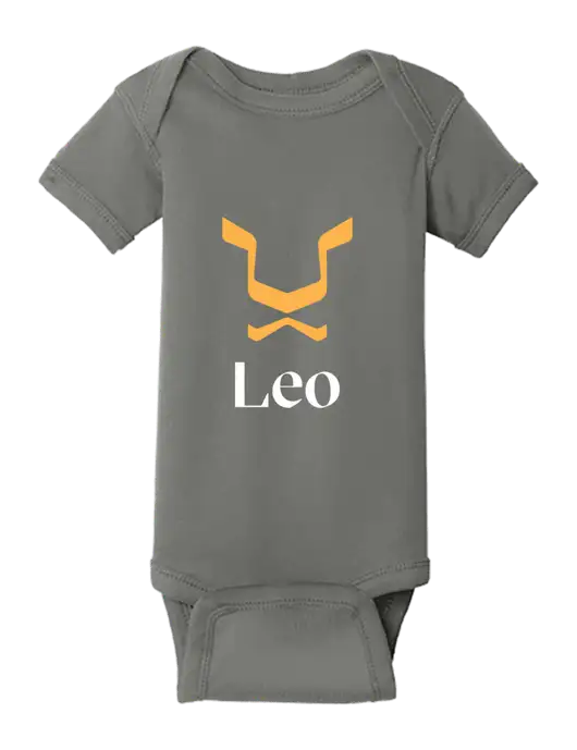 Rabbit Skins Charcoal Infant Short Sleeve Baby Rib Bodysuit w/Leo Logo