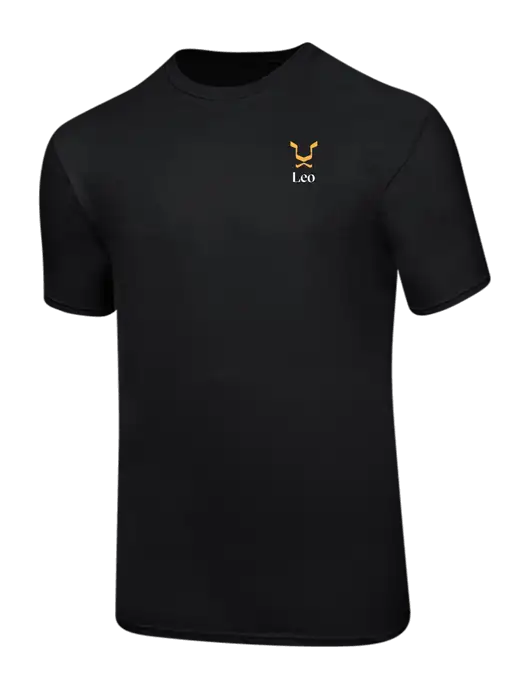 Ring Spun Jet Black 4.5 oz T-Shirt w/Leo Logo