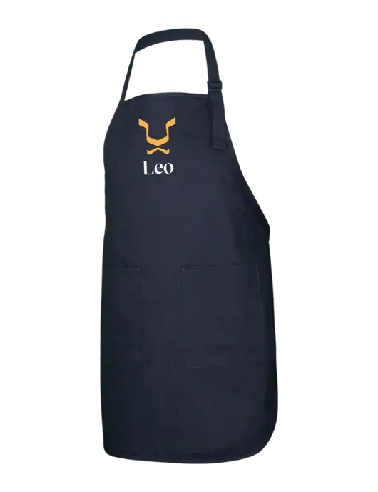 Full-Length Black Apron With Pockets w/Leo Logo