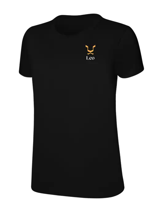 Womens Ring Spun Jet Black 4.5 oz T-Shirt w/Leo Logo