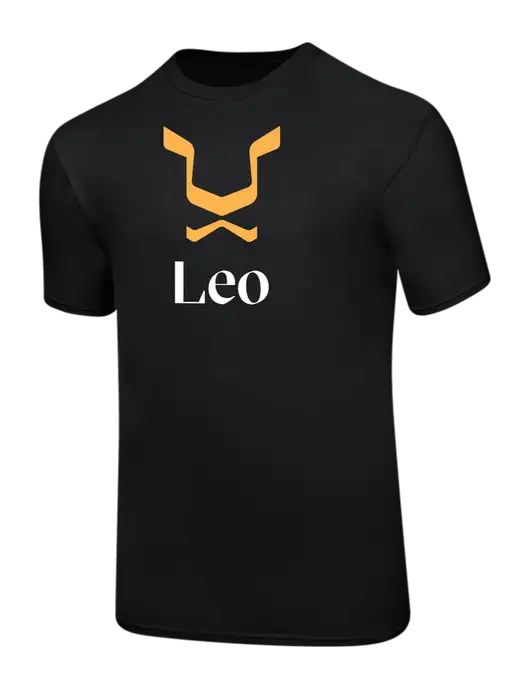 Ring Spun Jet Black 4.5 oz T-Shirt w/Leo Logo