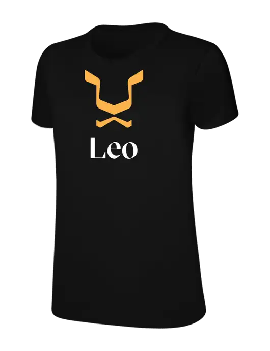 Womens Ring Spun Jet Black 4.5 oz T-Shirt w/Leo Logo