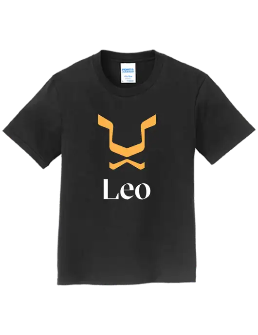 Youth Ring Spun Jet Black 4.5 oz T-Shirt w/Leo Logo