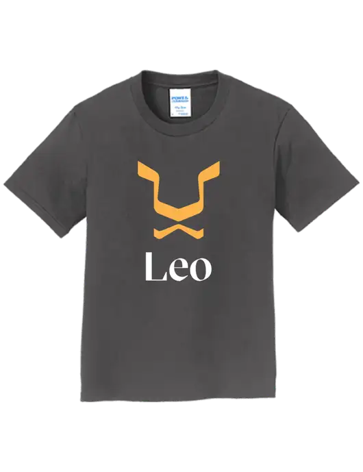 Youth Ring Spun Charcoal 4.5 oz T-Shirt w/Leo Logo