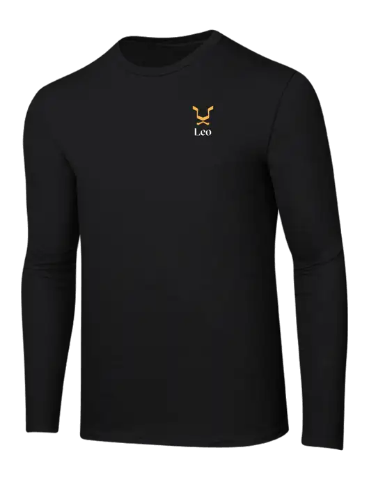 Ring Spun Jet Black 4.5 oz Long Sleeve T-Shirt w/Leo Logo
