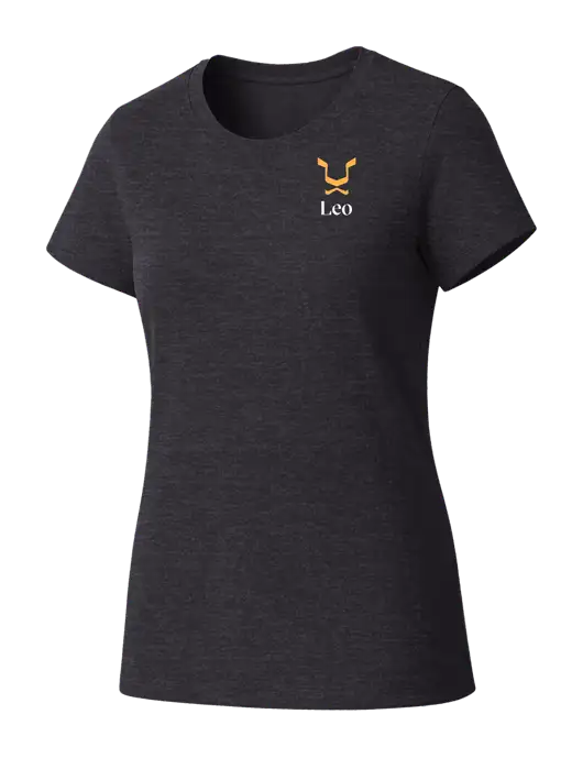 Womens Seriously Soft Heathered Charcoal T-Shirt w/Leo Logo