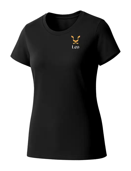 Womens Seriously Soft Black T-Shirt w/Leo Logo