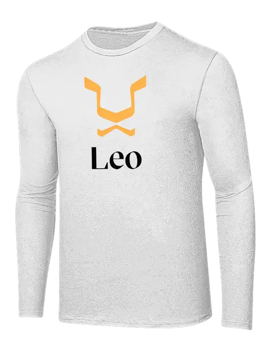 Ring Spun White 4.5 oz Long Sleeve T-Shirt w/Leo Logo