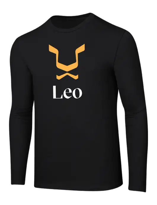 Ring Spun Jet Black 4.5 oz Long Sleeve T-Shirt w/Leo Logo