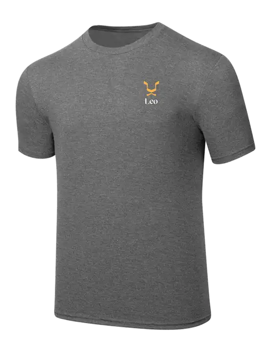 Simply Soft Heathered Medium Grey 4.5oz  Poly/Combed Ring Spun Cotton T-Shirt w/Leo Logo