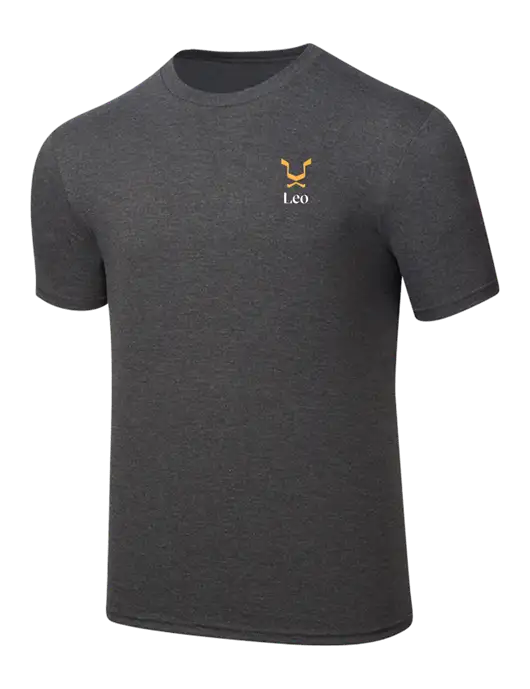 Simply Soft Heathered Charcoal 4.5oz  Poly/Combed Ring Spun Cotton T-Shirt w/Leo Logo