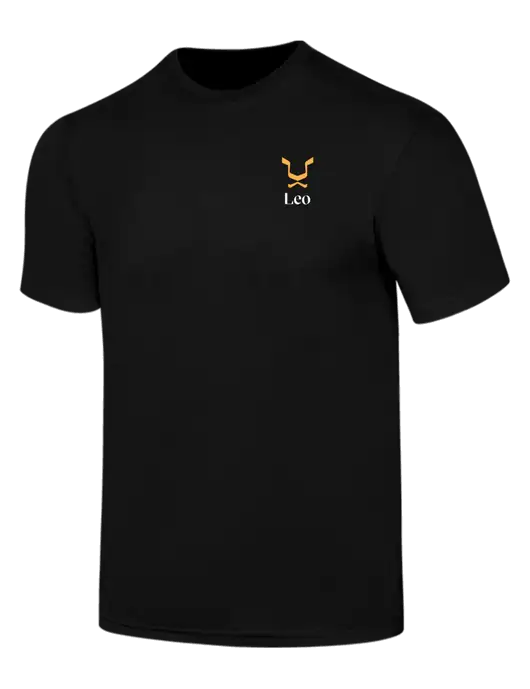 Simply Soft Black 4.5oz  Poly/Combed Ring Spun Cotton T-Shirt w/Leo Logo