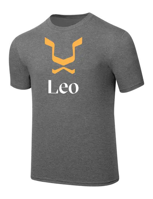 Simply Soft Heathered Medium Grey 4.5oz  Poly/Combed Ring Spun Cotton T-Shirt w/Leo Logo