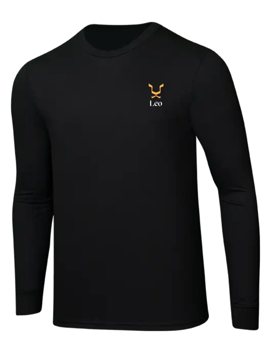 Simply Soft Long Sleeve Black 4.5 oz, Poly/Combed Ring Spun Cotton T-Shirt w/Leo Logo