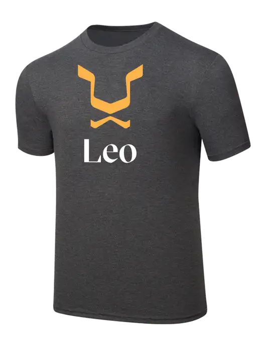 Simply Soft Heathered Charcoal 4.5oz  Poly/Combed Ring Spun Cotton T-Shirt w/Leo Logo