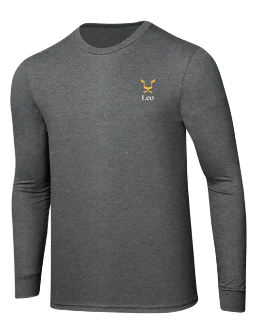 Simply Soft Long Sleeve Medium Grey Frost 4.5 oz, Poly/Combed Ring Spun Cotton T-Shirt w/Leo Logo