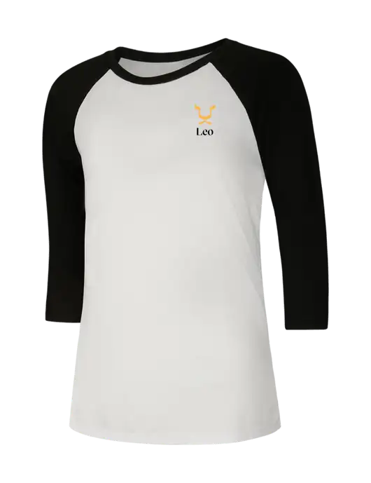 Womens Simply Soft 3/4 Sleeve Black/White Ring Spun Cotton T-Shirt w/Leo Logo