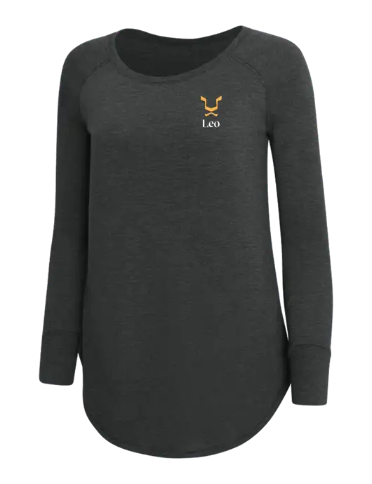 Womens Perfect Wide Collar Tunic Tri-Blend Black Frost 4.5 oz T-Shirt w/Leo Logo