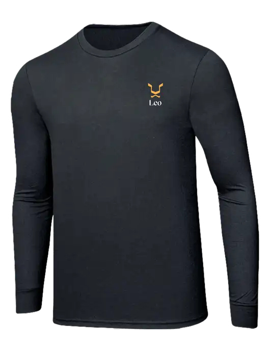 Simply Soft Long Sleeve Black Frost 4.5 oz, Poly/Combed Ring Spun Cotton T-Shirt w/Leo Logo