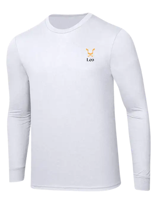 Simply Soft Long Sleeve White 4.5 oz, Poly/Combed Ring Spun Cotton T-Shirt w/Leo Logo
