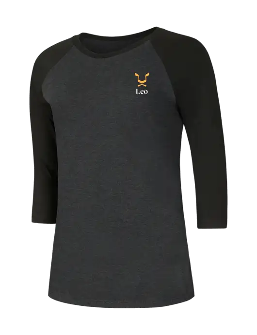 Womens Simply Soft 3/4 Sleeve Black/Black Frost Ring Spun Cotton T-Shirt w/Leo Logo