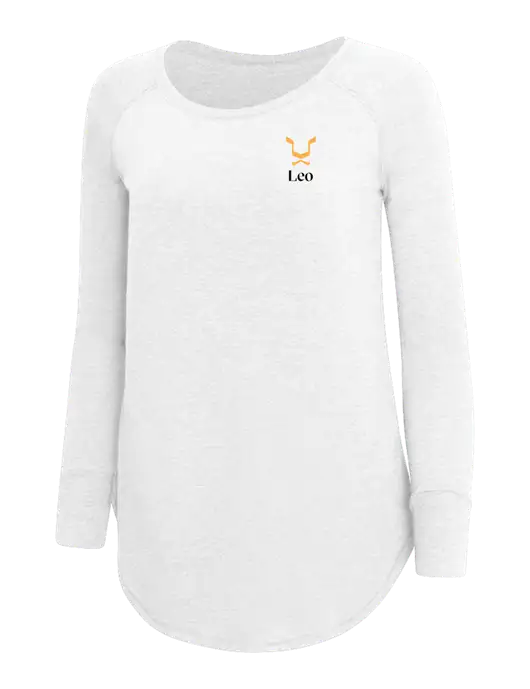 Womens Perfect Wide Collar Tunic Tri-Blend White 4.5 oz T-Shirt w/Leo Logo