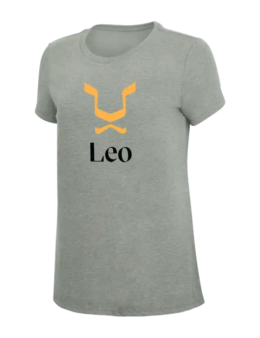 Womens Simply Soft Grey Frost 4.5oz  Poly/Combed Ring Spun Cotton T-Shirt w/Leo Logo