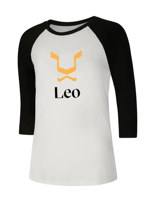 Womens Simply Soft 3/4 Sleeve Black/White Ring Spun Cotton T-Shirt w/Leo Logo