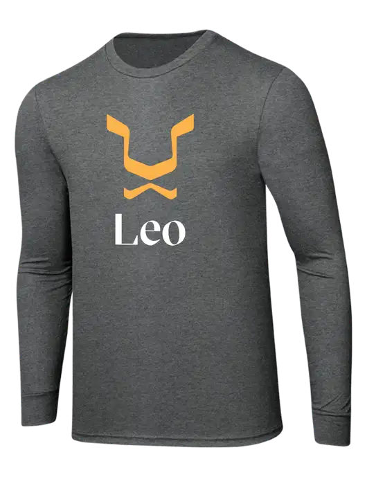 Simply Soft Long Sleeve Medium Grey Frost 4.5 oz, Poly/Combed Ring Spun Cotton T-Shirt w/Leo Logo