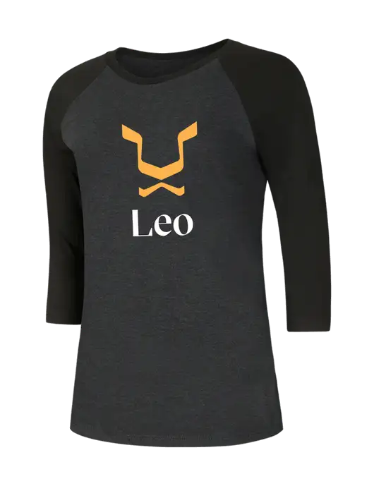 Womens Simply Soft 3/4 Sleeve Black/Black Frost Ring Spun Cotton T-Shirt w/Leo Logo