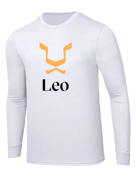 Simply Soft Long Sleeve White 4.5 oz, Poly/Combed Ring Spun Cotton T-Shirt w/Leo Logo