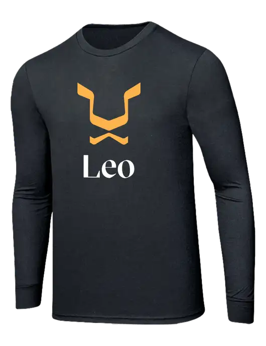 Simply Soft Long Sleeve Black Frost 4.5 oz, Poly/Combed Ring Spun Cotton T-Shirt w/Leo Logo