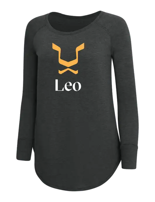 Womens Perfect Wide Collar Tunic Tri-Blend Black Frost 4.5 oz T-Shirt w/Leo Logo