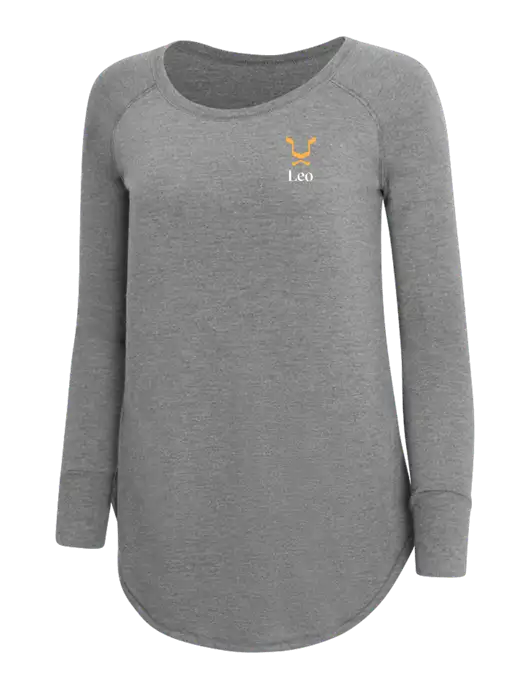 Womens Perfect Wide Collar Tunic Tri-Blend Grey Frost 4.5 oz T-Shirt w/Leo Logo