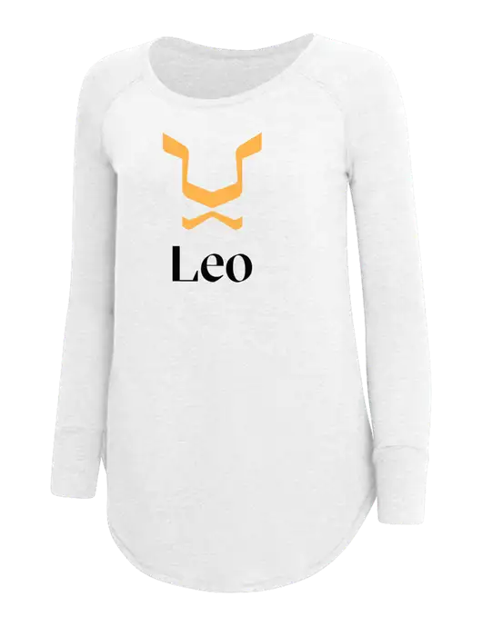 Womens Perfect Wide Collar Tunic Tri-Blend White 4.5 oz T-Shirt w/Leo Logo