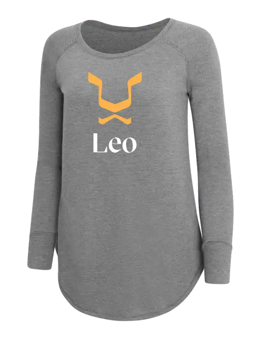 Womens Perfect Wide Collar Tunic Tri-Blend Grey Frost 4.5 oz T-Shirt w/Leo Logo