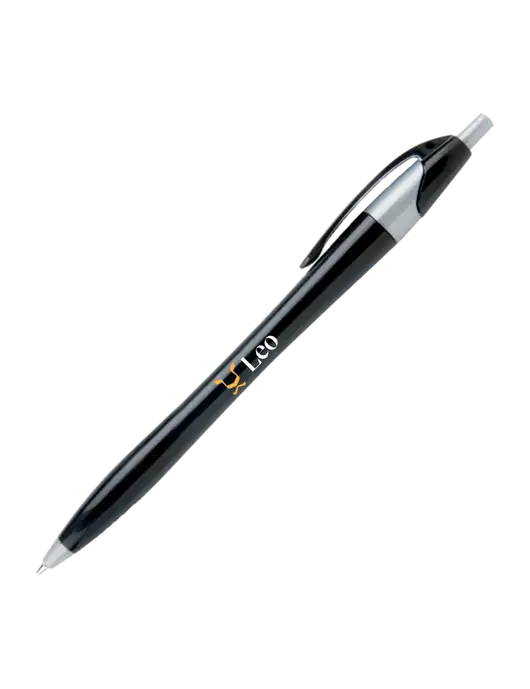 Novella Black/Silver Corporate Pen - Blue Ink w/Leo Logo