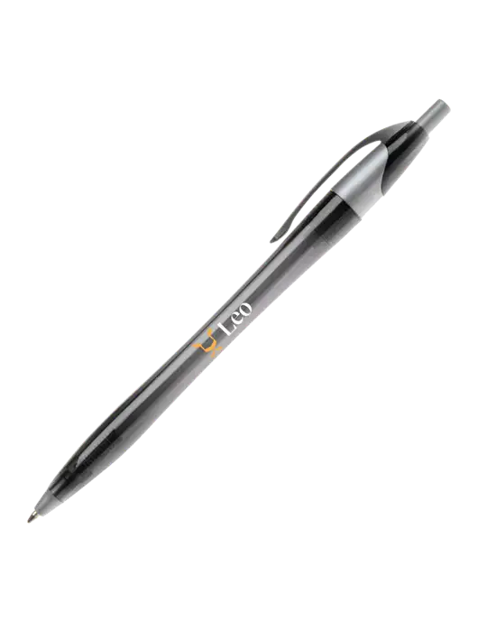Novella Translucent Black/Silver Jewel Pen - Blue Ink w/Leo Logo