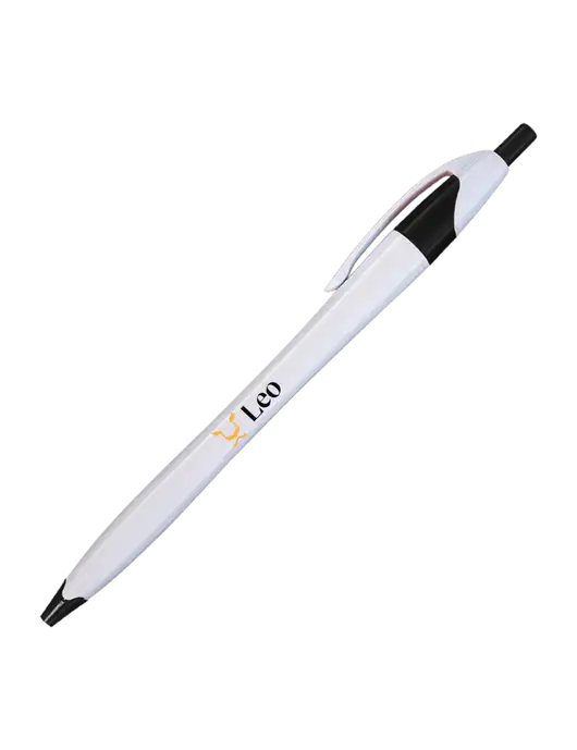 Novella White/Black Classic Pen - Blue Ink w/Leo Logo