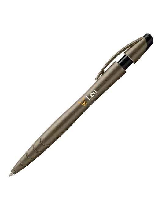 Awali Grey Metallic Pen - Black Ink w/Leo Logo