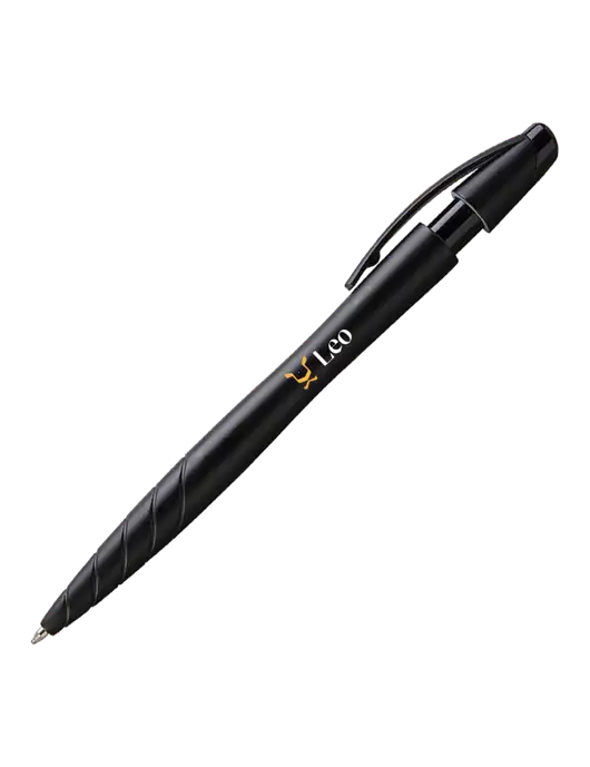 Awali Black Metallic Pen - Black Ink w/Leo Logo