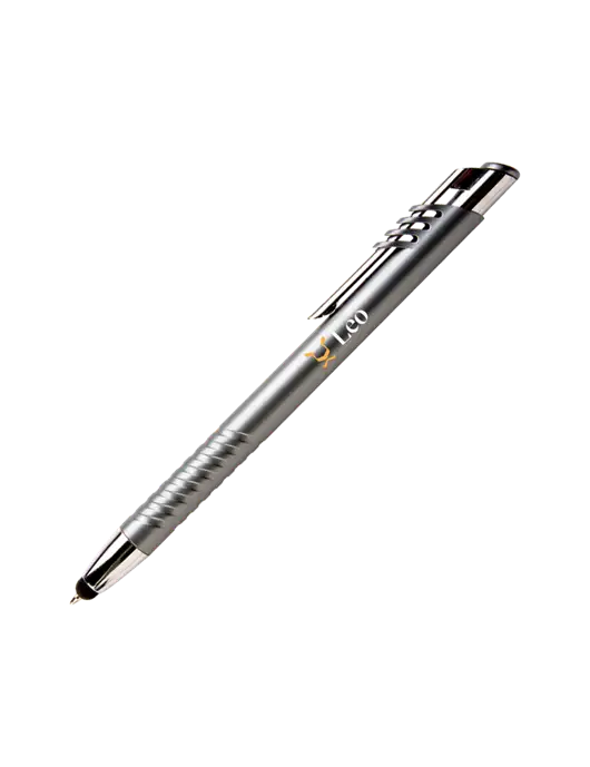 Schirhart Grey Stylus Pen - Blue Ink w/Leo Logo