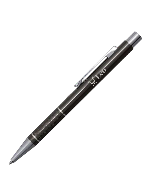 St George Gunmetal Pen - Blue Ink w/Leo Logo