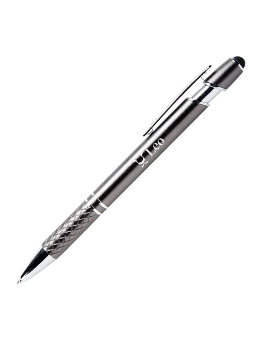 Valencia Gunmetal Stylus Pen - Black Ink w/Leo Logo